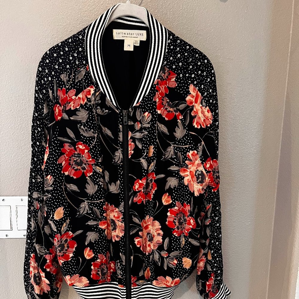 SALTWATER LUXE floral bomber zip up